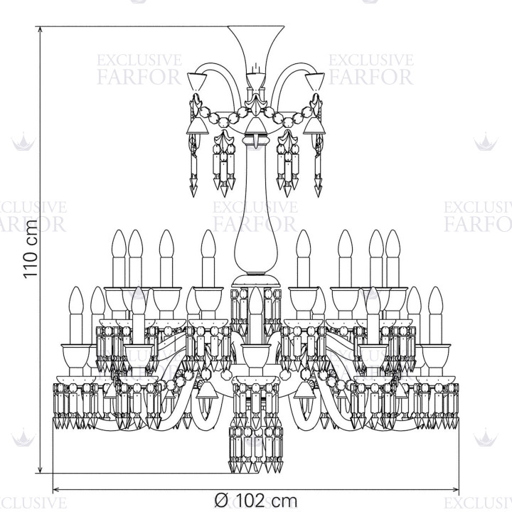 Люстра на 18 свечей 110 x 102см коллекции Zenith Flou бренда Baccarat