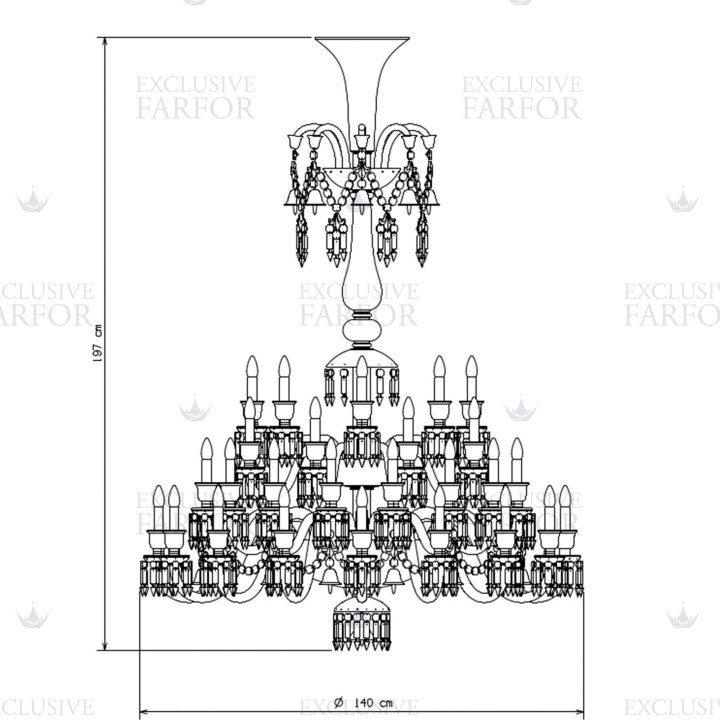 Люстра на 36 свечей 171 x 130см коллекции Zenith Flou бренда Baccarat