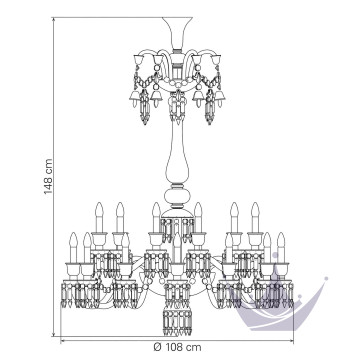 Люстра на 24 свечей (длинный) 148 x 108см бренда Baccarat
