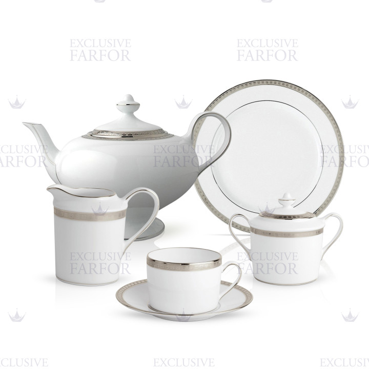 Чайный сервиз на 6 персон коллекции Athena Platine бренда Bernardaud