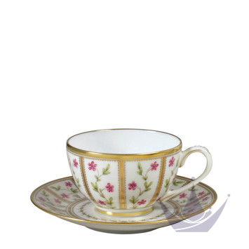 Чашка чайная с блюдцем коллекции Roseraie бренда Bernardaud