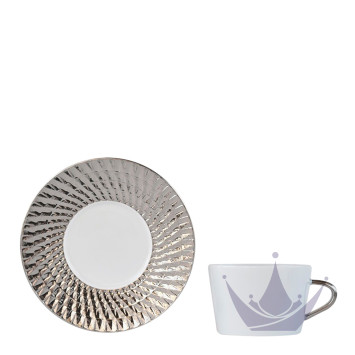 Чашка чайная с блюдцем 150мл коллекции Twist Platine бренда Bernardaud