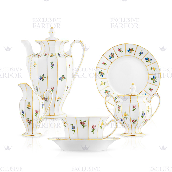 Кофейный сервиз на 6 персон коллекции Grecque Mille Fleurs бренда Fürstenberg