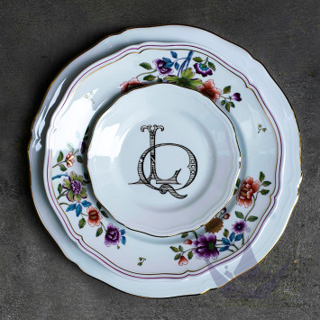 Тарелка десертная 17см, 4шт. коллекции Corona Monogram Platino бренда Richard Ginori