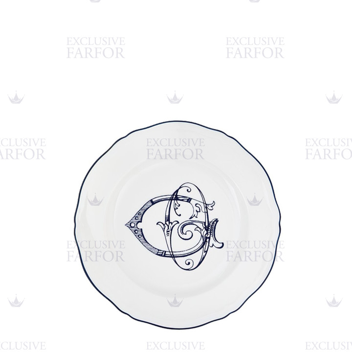 Тарелка закусочная 21см, 4шт. коллекции Corona Monogram Blue Cobalto бренда Richard Ginori