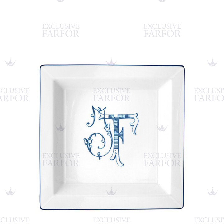 Чаша квадратная 24,5см коллекции Corona Monogram Blue Cobalto бренда Richard Ginori