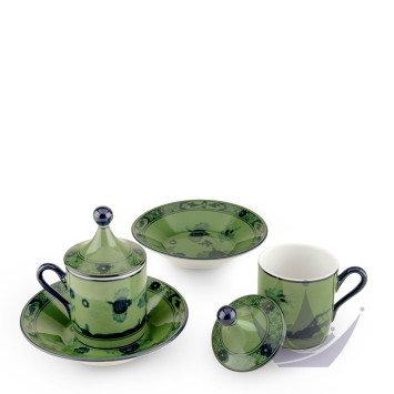 Чашка эспрессо с блюдцем и крышкой 0,08л, 2шт.  коллекции Oriente Italiano Malachite бренда Richard Ginori