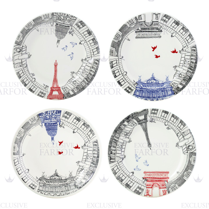 Тарелка закусочная 22см, 4шт. коллекции Ca C'est Paris! бренда Gien