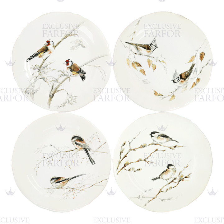 Тарелка закусочная 23,2см, 4шт. коллекции Les Oiseaux De La Foret бренда Gien