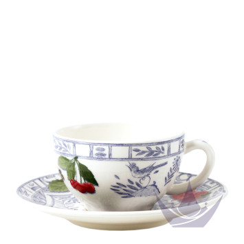 Чашка чайная с блюдцем 0,16л, 2шт. коллекции Oiseau Bleu Fruits бренда Gien