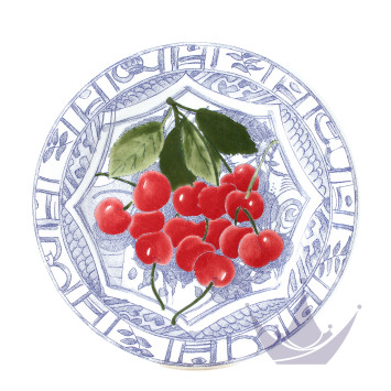 Тарелка закусочная 22см, 4шт. коллекции Oiseau Bleu Fruits бренда Gien