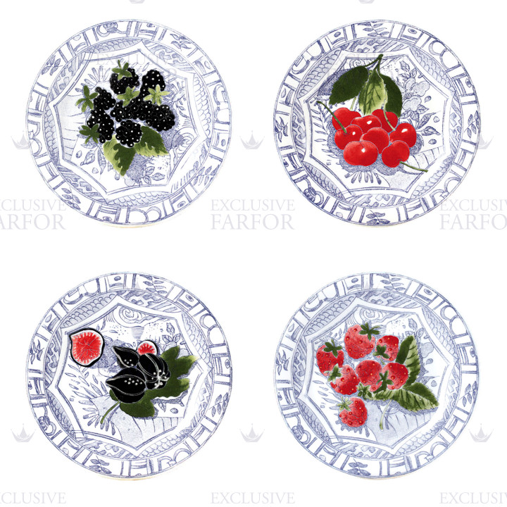 Тарелка десертная 16,5см, 4шт. коллекции Oiseau Bleu Fruits бренда Gien