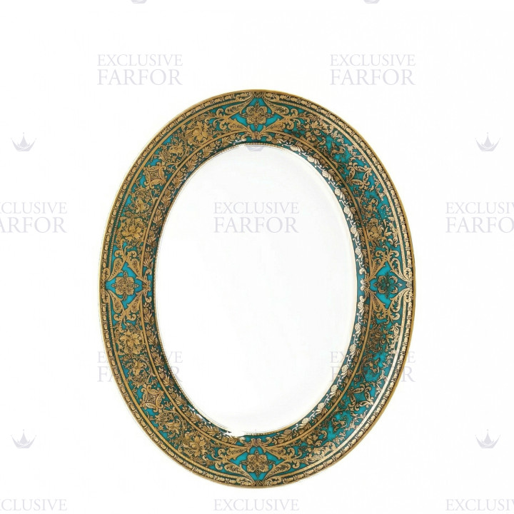 Блюдо овальное 34,5см коллекции Matignon Bleu Piscine Or бренда Haviland