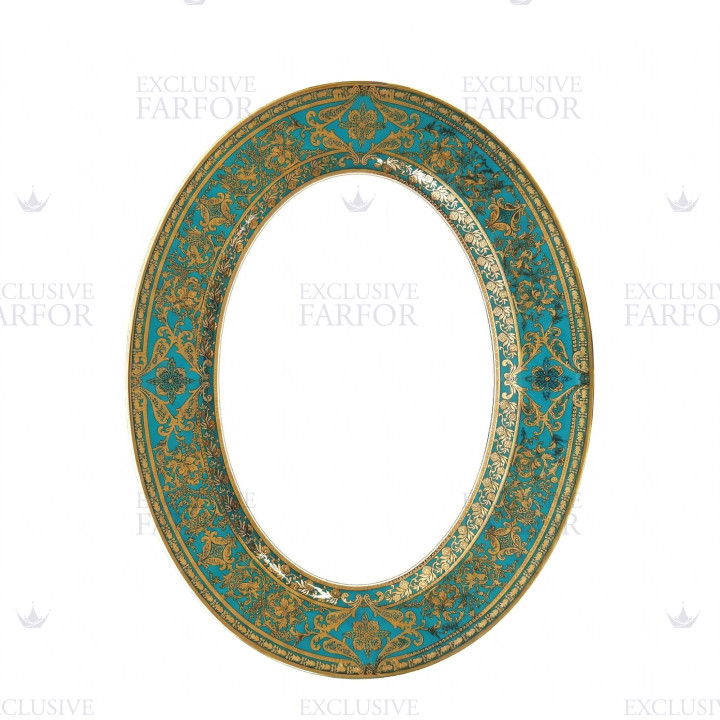 Блюдо овальное 40см коллекции Matignon Bleu Piscine Or бренда Haviland