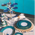 Блюдо овальное 40см коллекции Matignon Bleu Piscine Or бренда Haviland