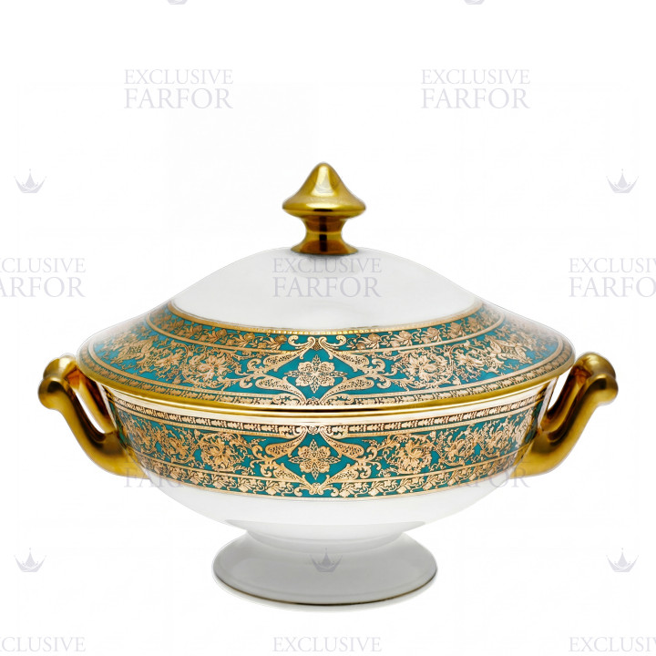 Супница 2л коллекции Matignon Bleu Piscine Or бренда Haviland