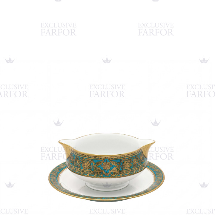 Соусник с подставкой 0,3л коллекции Matignon Bleu Piscine Or бренда Haviland