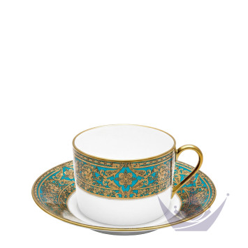 Чашка чайная с блюдцем 0,14л коллекции Matignon Bleu Piscine Or бренда Haviland