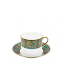 Чашка для завтрака с блюдцем 0,3л коллекции Matignon Bleu Piscine Or бренда Haviland