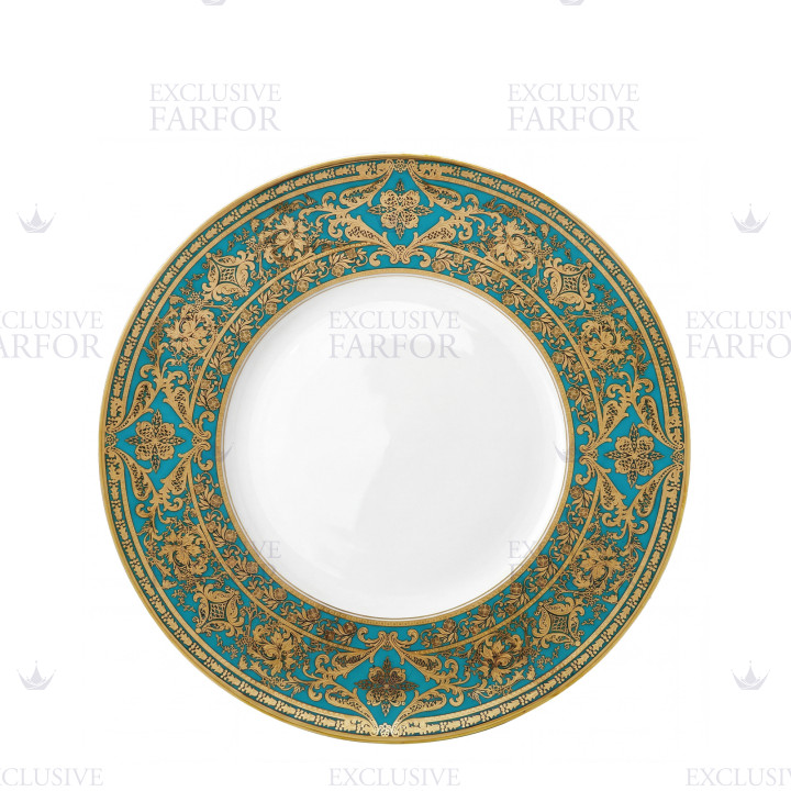 Тарелка тортовая 31,5см коллекции Matignon Bleu Piscine Or бренда Haviland