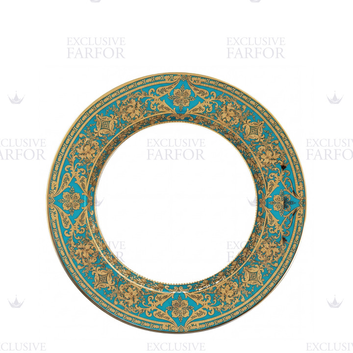 Тарелка глубокая 31,5см коллекции Matignon Bleu Piscine Or бренда Haviland