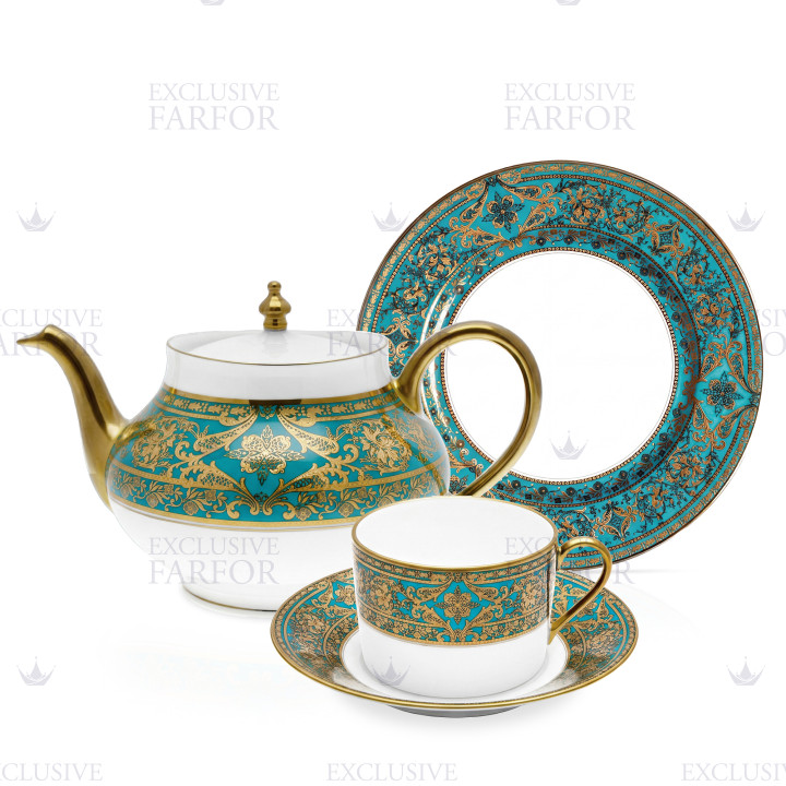 Коллекция Matignon Bleu Piscine Or бренда Haviland