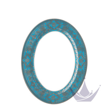 Блюдо овальное 34,5см коллекции Matignon Bleu Piscine Platin бренда Haviland