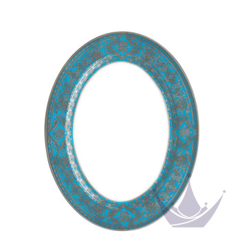 Блюдо овальное 40см коллекции Matignon Bleu Piscine Platin бренда Haviland