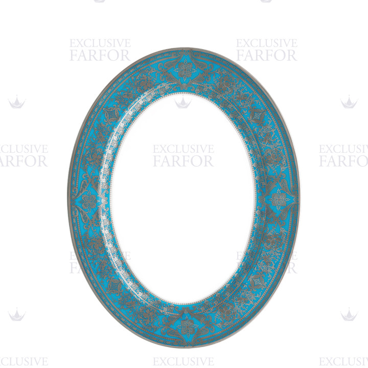 Блюдо овальное 40см коллекции Matignon Bleu Piscine Platin бренда Haviland