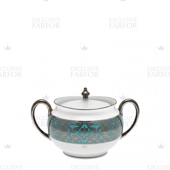 Сахарница 0,28л коллекции Matignon Bleu Piscine Platin бренда Haviland