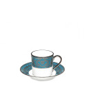 Чашка кофейная с блюдцем 0,075л коллекции Matignon Bleu Piscine Platin бренда Haviland