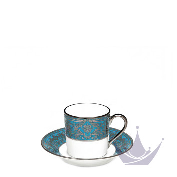 Чашка кофейная с блюдцем 0,075л коллекции Matignon Bleu Piscine Platin бренда Haviland