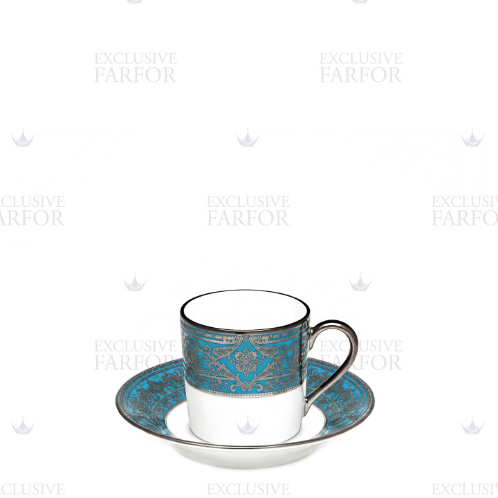 Чашка кофейная с блюдцем 0,075л коллекции Matignon Bleu Piscine Platin бренда Haviland