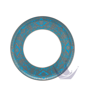 Тарелка тортовая 31,5см коллекции Matignon Bleu Piscine Platin бренда Haviland