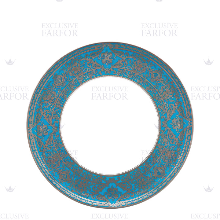 Тарелка тортовая 31,5см коллекции Matignon Bleu Piscine Platin бренда Haviland