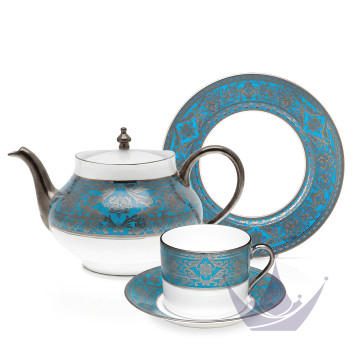 Коллекция Matignon Bleu Piscine Platin бренда Haviland