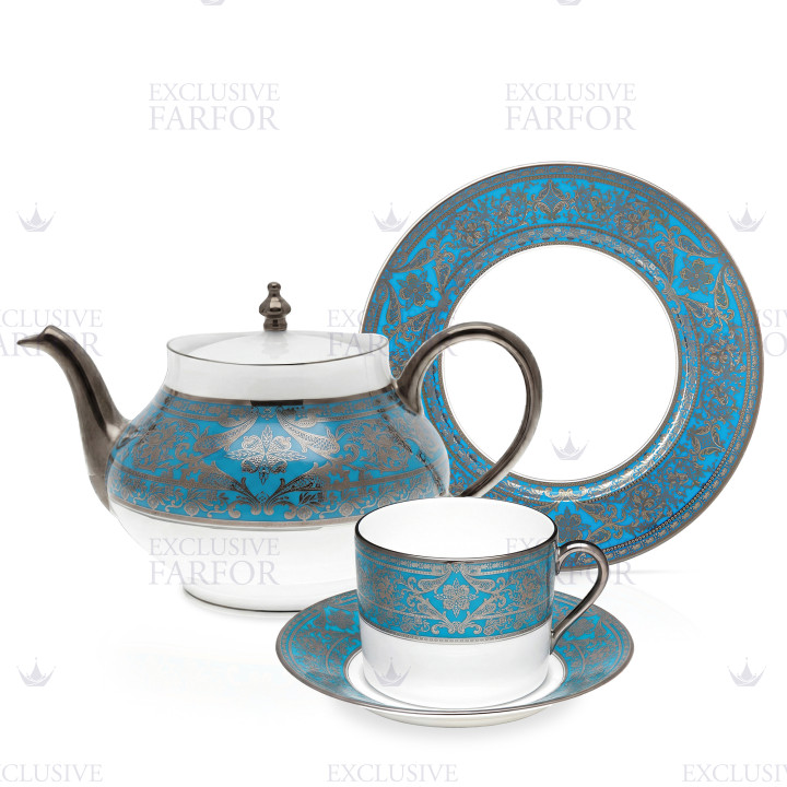 Коллекция Matignon Bleu Piscine Platin бренда Haviland
