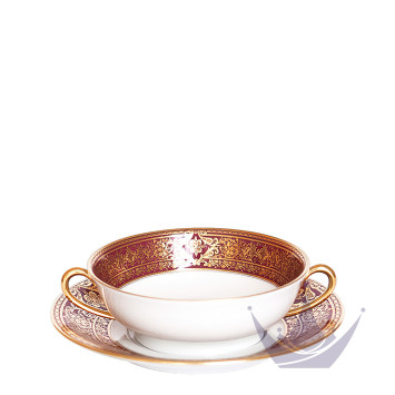 Чаша суповая с блюдцем 16см коллекции Matignon Cerise Or бренда Haviland