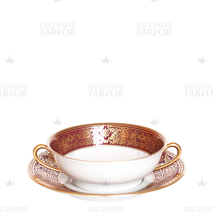 Чаша суповая с блюдцем 16см коллекции Matignon Cerise Or бренда Haviland