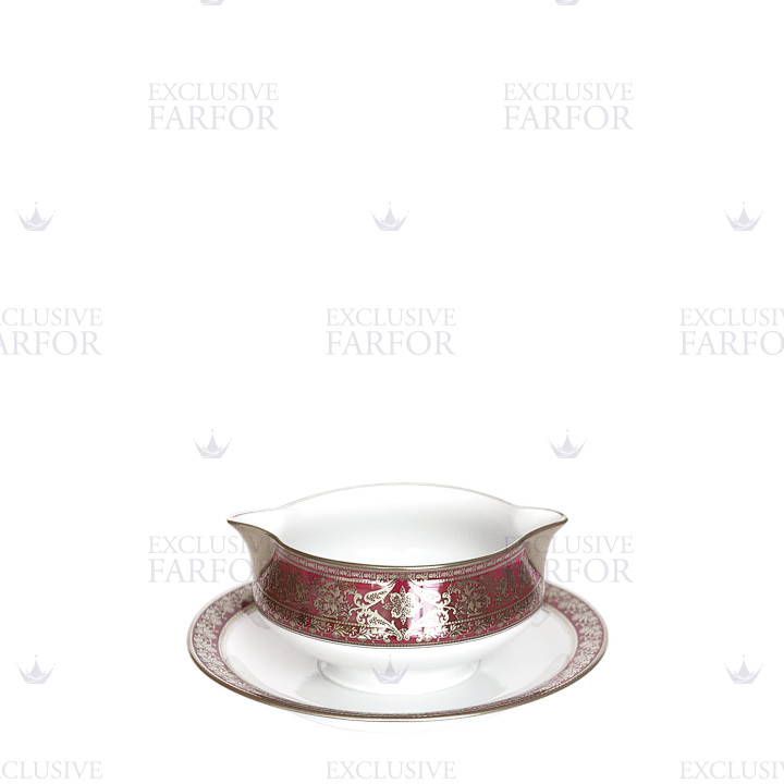 Соусник с подставкой 0,3л коллекции Matignon Cerise Platin бренда Haviland