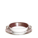 Чаша суповая с блюдцем 16см коллекции Matignon Cerise Platin бренда Haviland
