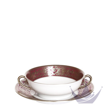 Чаша суповая с блюдцем 16см коллекции Matignon Cerise Platin бренда Haviland