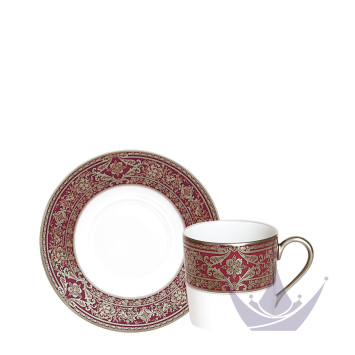 Чашка кофейная с блюдцем 0,075л коллекции Matignon Cerise Platin бренда Haviland