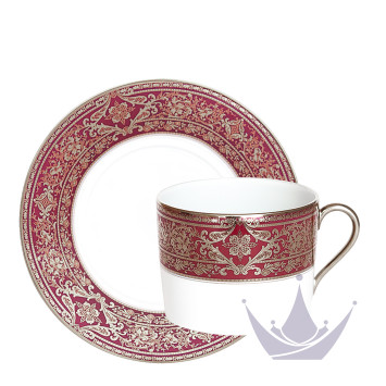 Чашка для завтрака с блюдцем 0,3л коллекции Matignon Cerise Platin бренда Haviland
