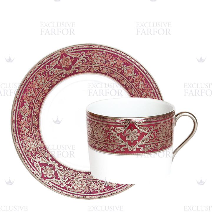 Чашка для завтрака с блюдцем 0,3л коллекции Matignon Cerise Platin бренда Haviland