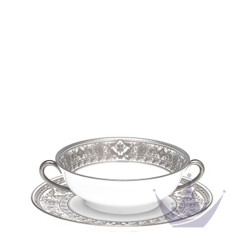 Чаша суповая с блюдцем 16см коллекции Matignon Platin бренда Haviland