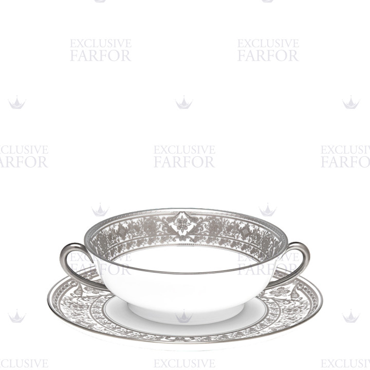 Чаша суповая с блюдцем 16см коллекции Matignon Platin бренда Haviland
