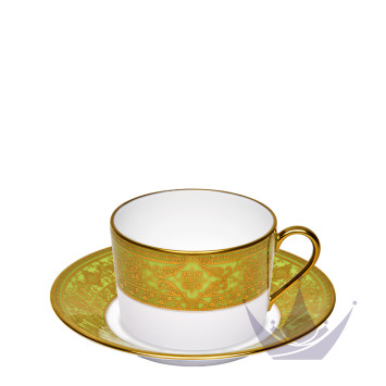 Чашка чайная с блюдцем 0,14л коллекции Matignon Vert Pomme Or бренда Haviland