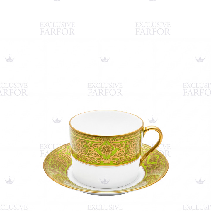 Чашка для завтрака с блюдцем 0,3л коллекции Matignon Vert Pomme Or бренда Haviland