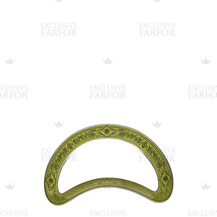 Тарелка закусочная полумесяц 20см коллекции Matignon Vert Pomme Platin бренда Haviland